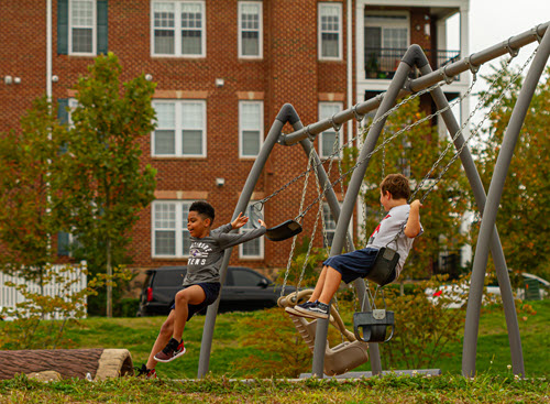 Stock Photo Montgomery County Md Usa An African American And A Caucasian Boy Are Playing Together 1822303361
